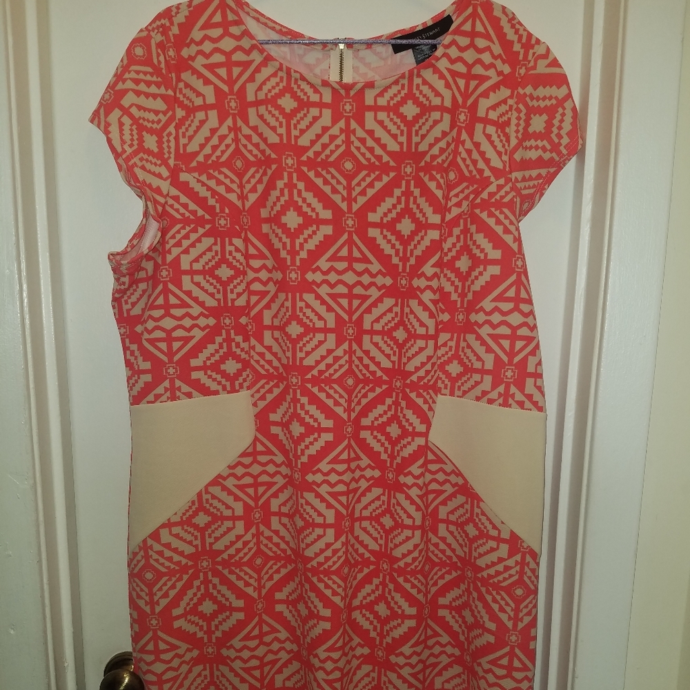 Ashley Stewart Aztec Print Coral color dress